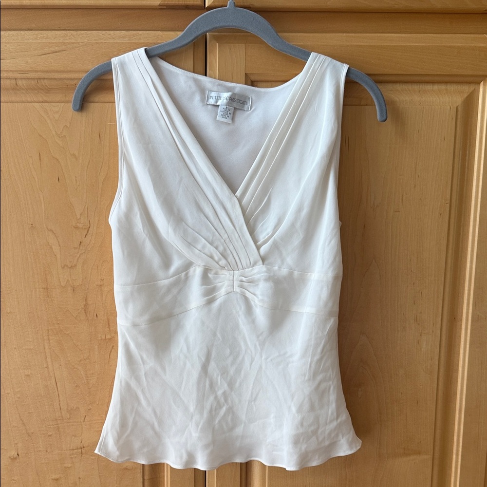 PETITE SOPHISTICATE Elegant White Sleeveless Top
